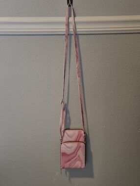 Pink Marble Crossbody Phone Bag - Women's Small Shoulder Purse